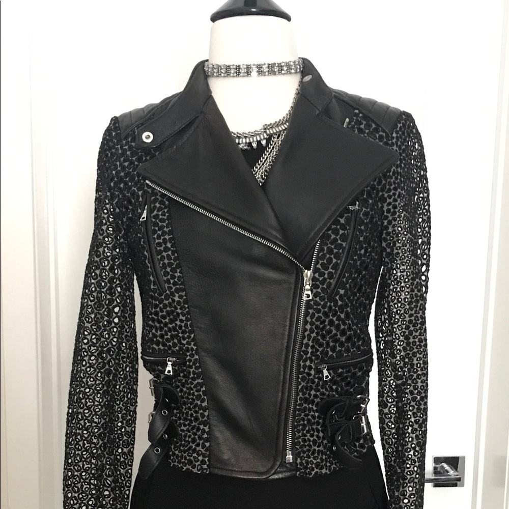 Yigal azrouël open knit biker jacket
