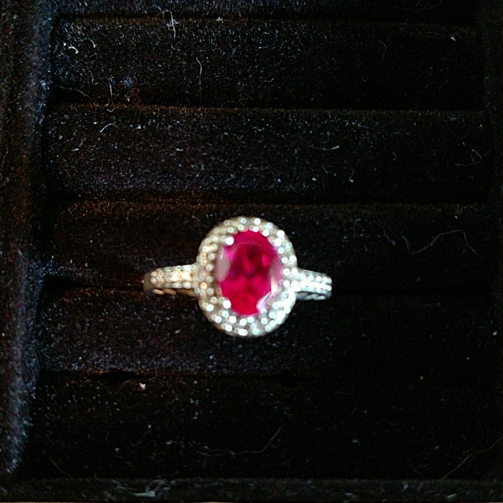 Ruby Sterling Silver with diamond accents size 7