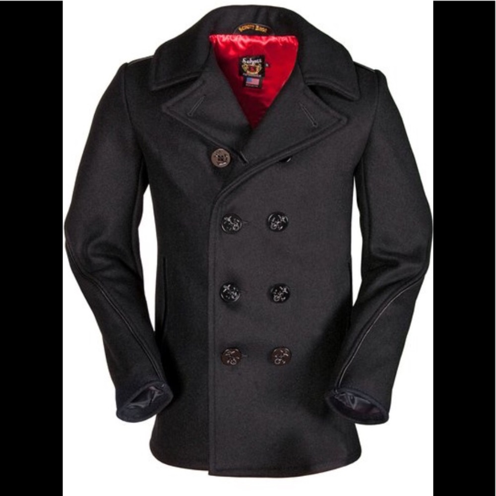 Classic Wool Naval Pea Coat (Slim Fit).