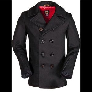 Classic Wool Naval Pea Coat (Slim Fit).