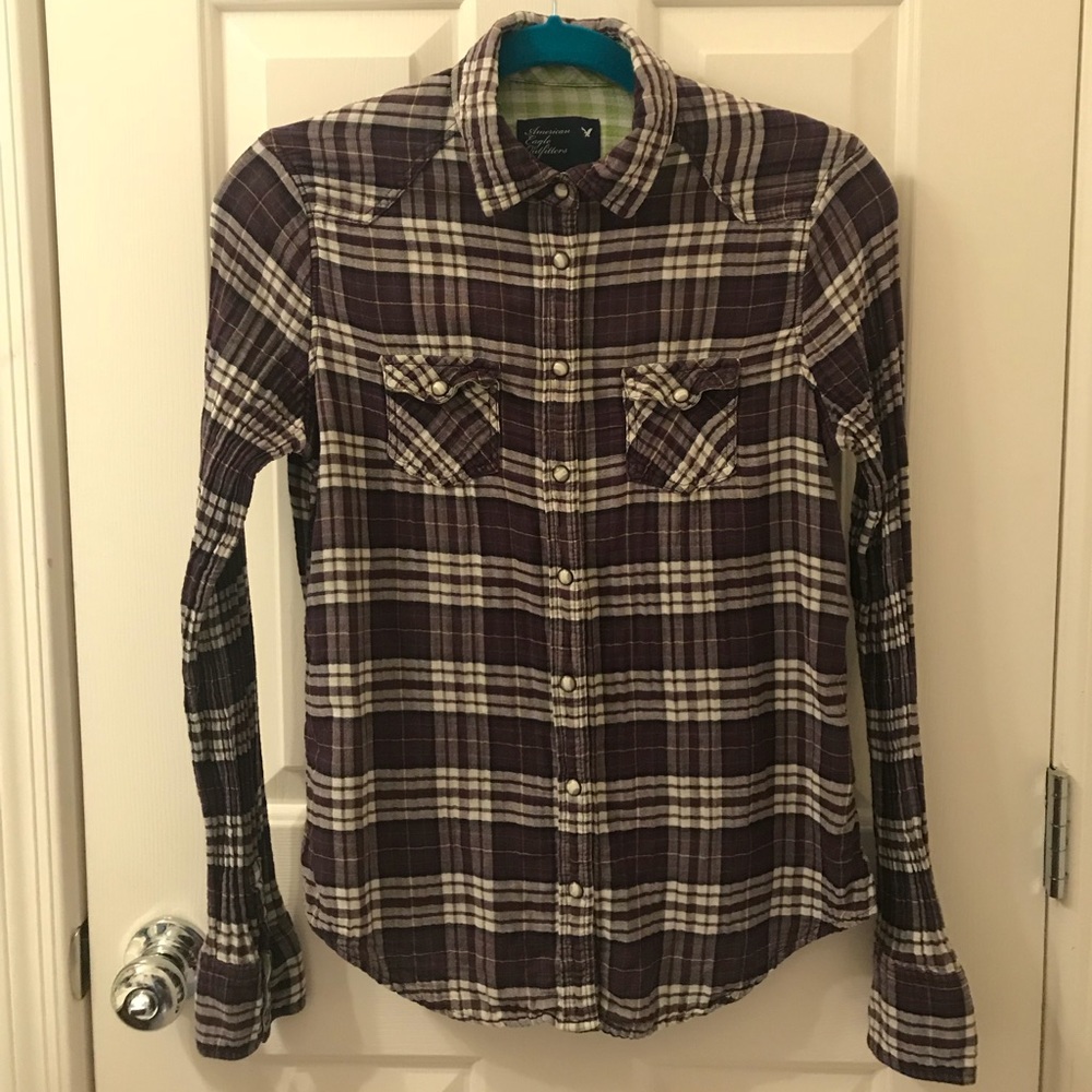 American Eagle Plaid Button Up