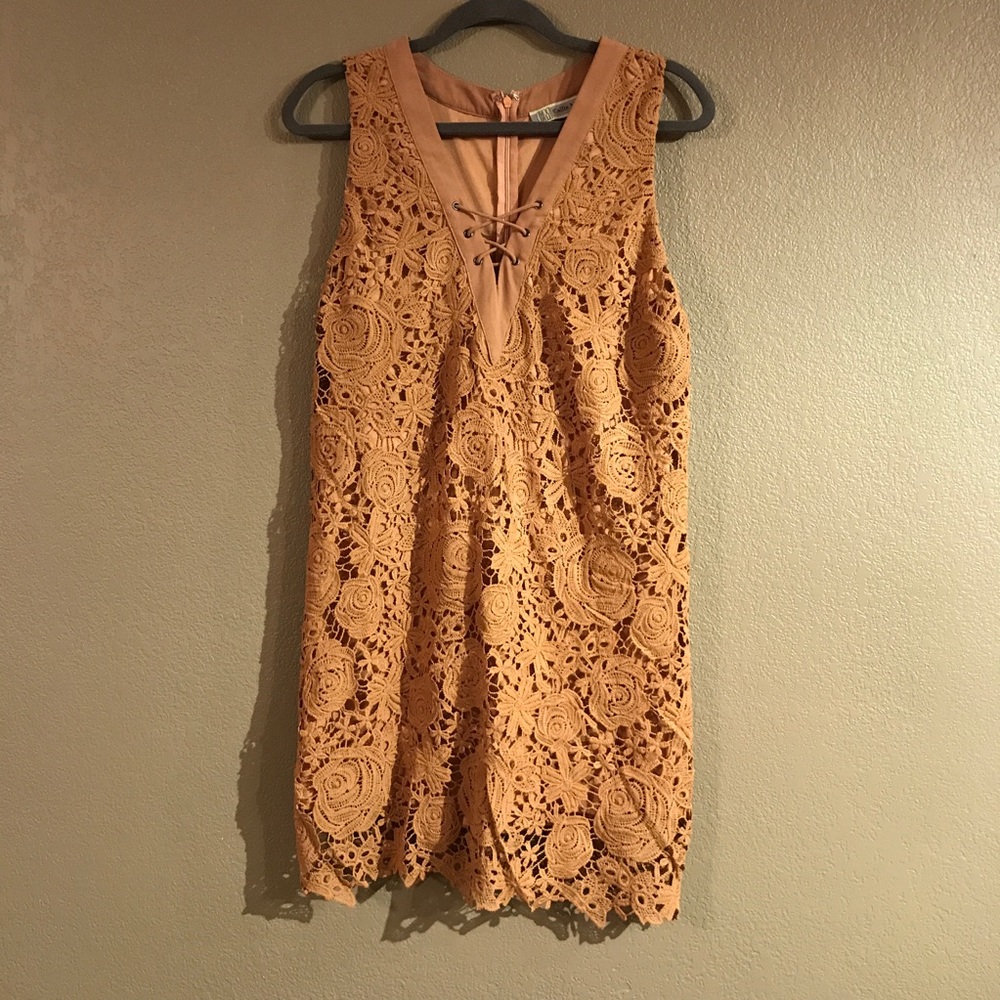 Tan lace dress