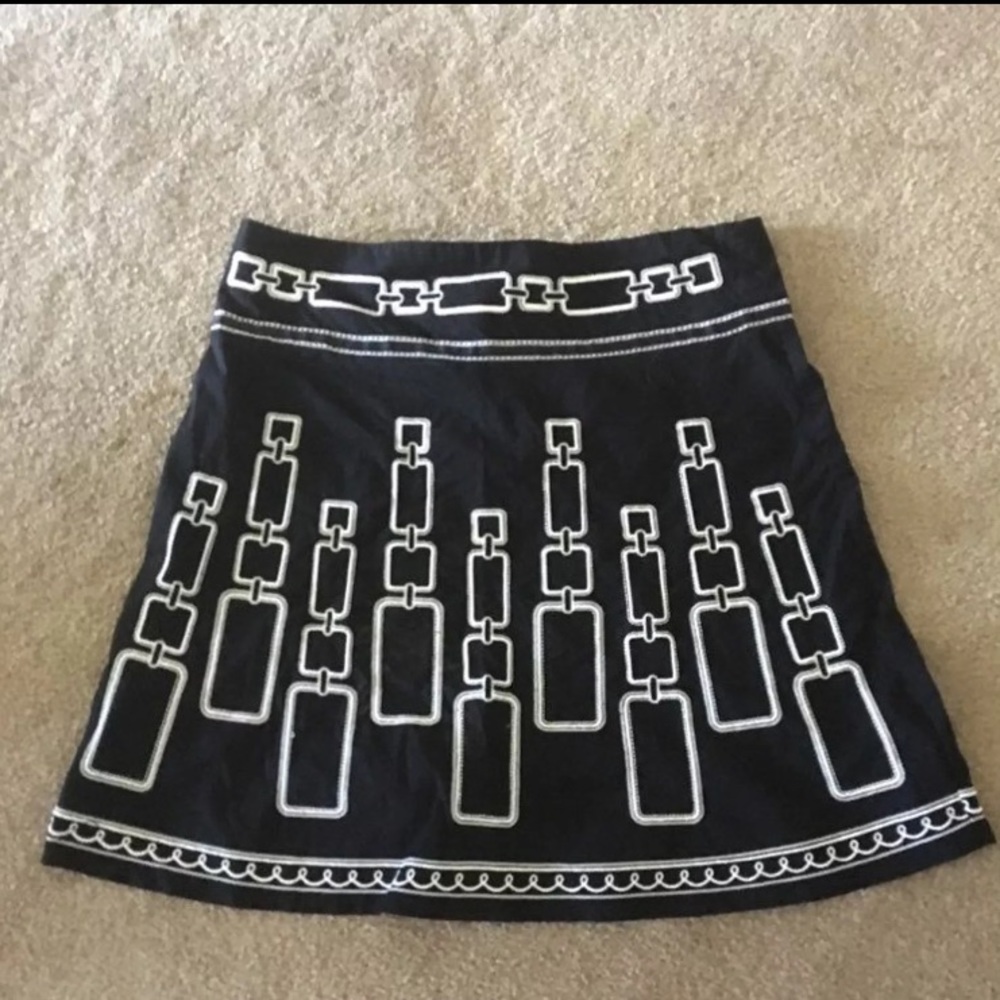 Black Skirt w/ AllOver Cream Embroidery