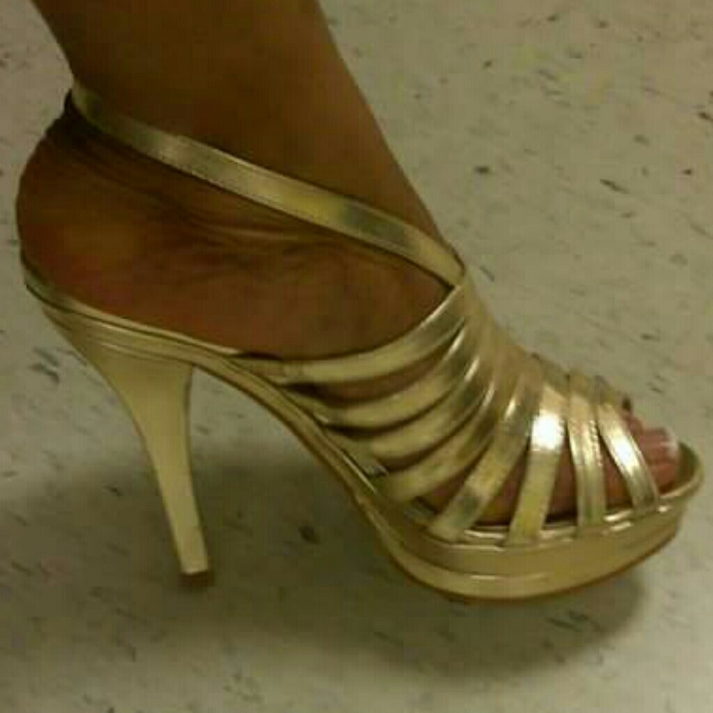 Gold Strappy Heels
