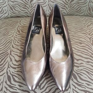 J. RENรE Metallic leather vintage heels J. RENรE Metallic leather vintage heels