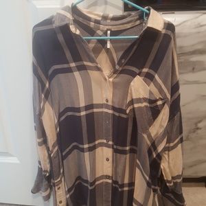 Free People oversized plaid shirt