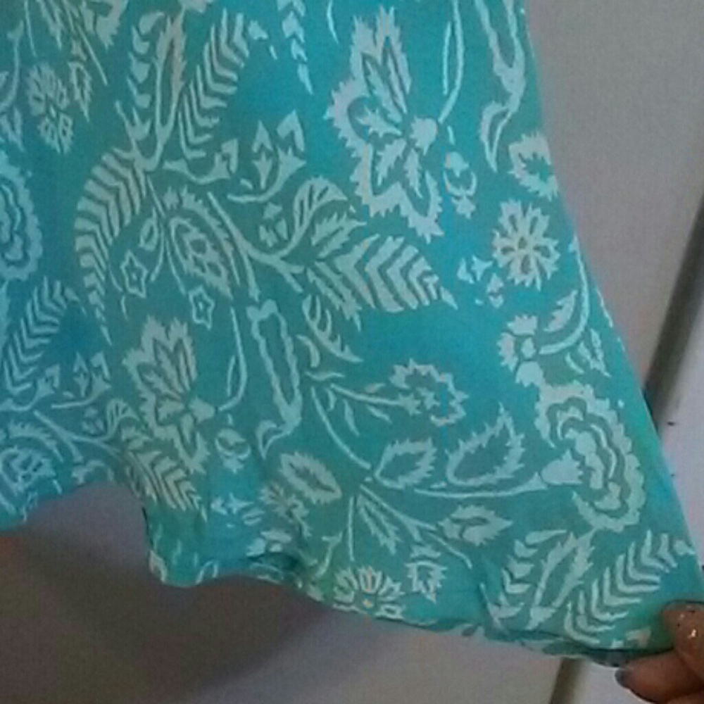 Closet Clean-Out: Boutique Europa Aqua Blue/White Skirt - Picture 3 of 8