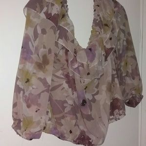 Off the shoulder sheer blouse