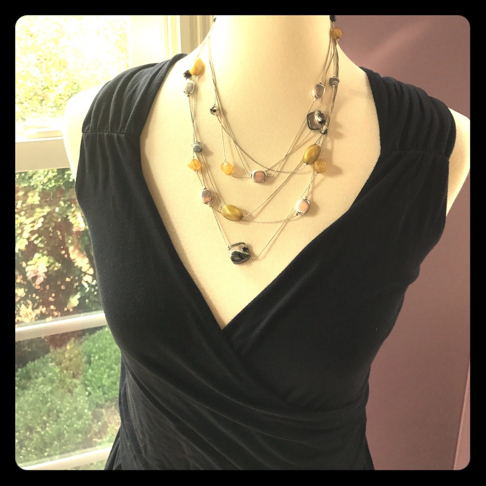 ~chic~ long multicolor silver and stone necklace