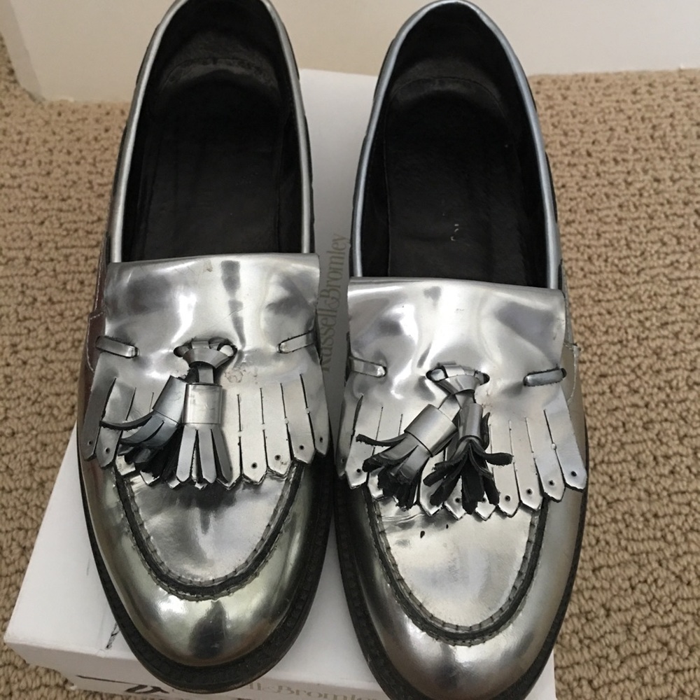 Russel & Bromley Silver Tassle Loafers