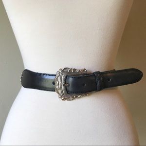 Vtg 90s Fossil Black Leather Western Style Belt Vtg 90s Fossil Black Leather Western Style Belt