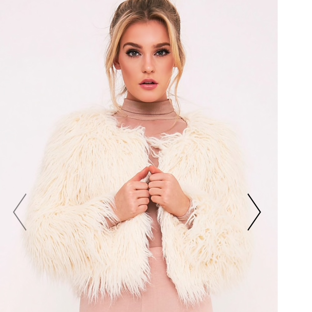 Pretty Little Thing Liddie Faux Fur Cropped Jacket