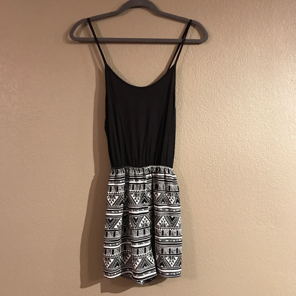 Black and white graphic romper