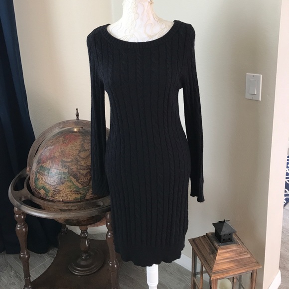 GAP Dresses & Skirts - GAP Black Cable Knit Sweater Dress