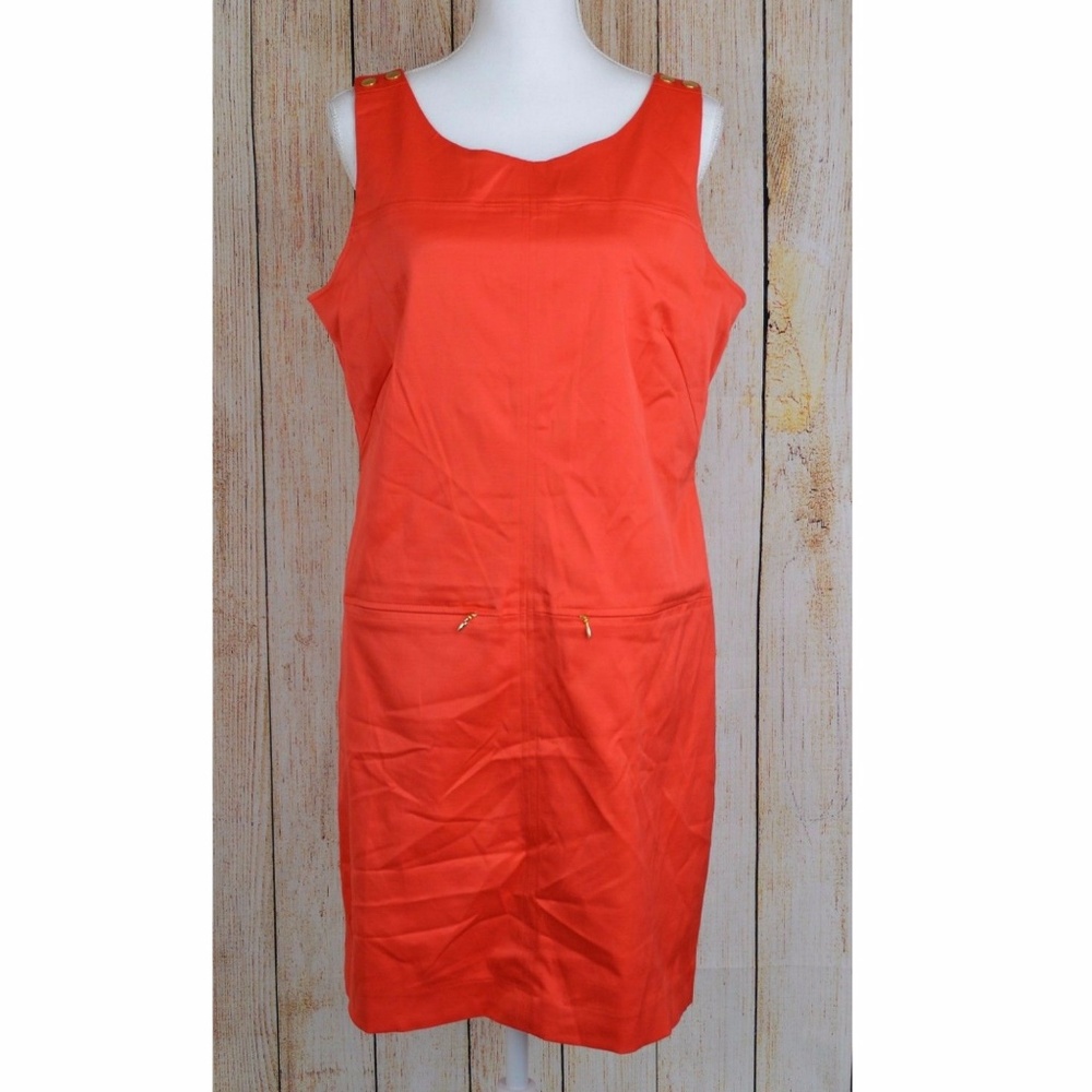 Sheath Dress Snap Shoulder Sleeveless Zip Pocket