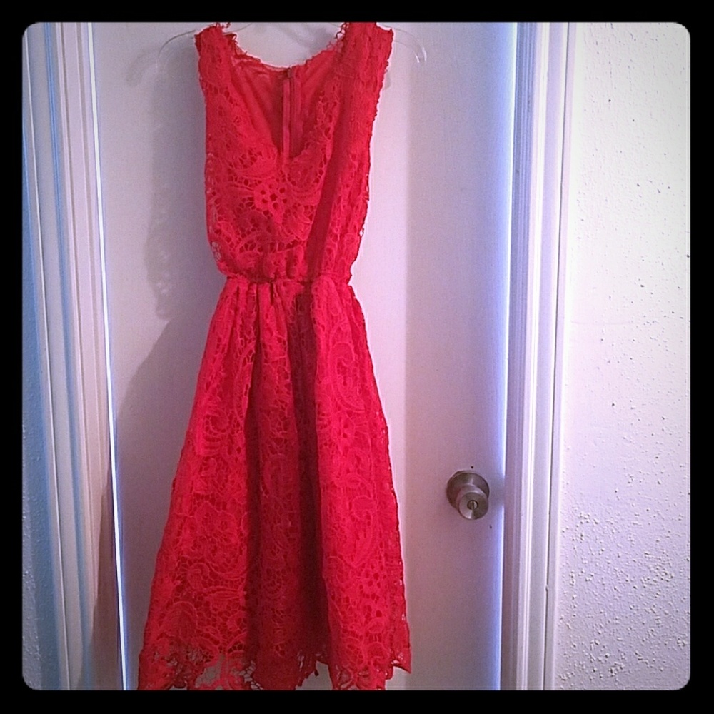 Red lace dress