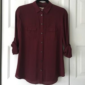 Maroon Button Down Blouse
