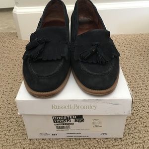 Russell & Bromley Navy Suede Tassel Loafers