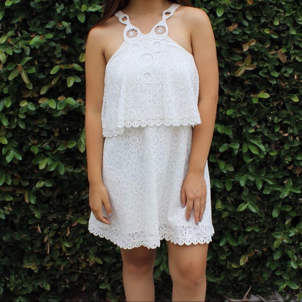 NWT TOPSHOP CROCHET LAYERED HALTER DRESS