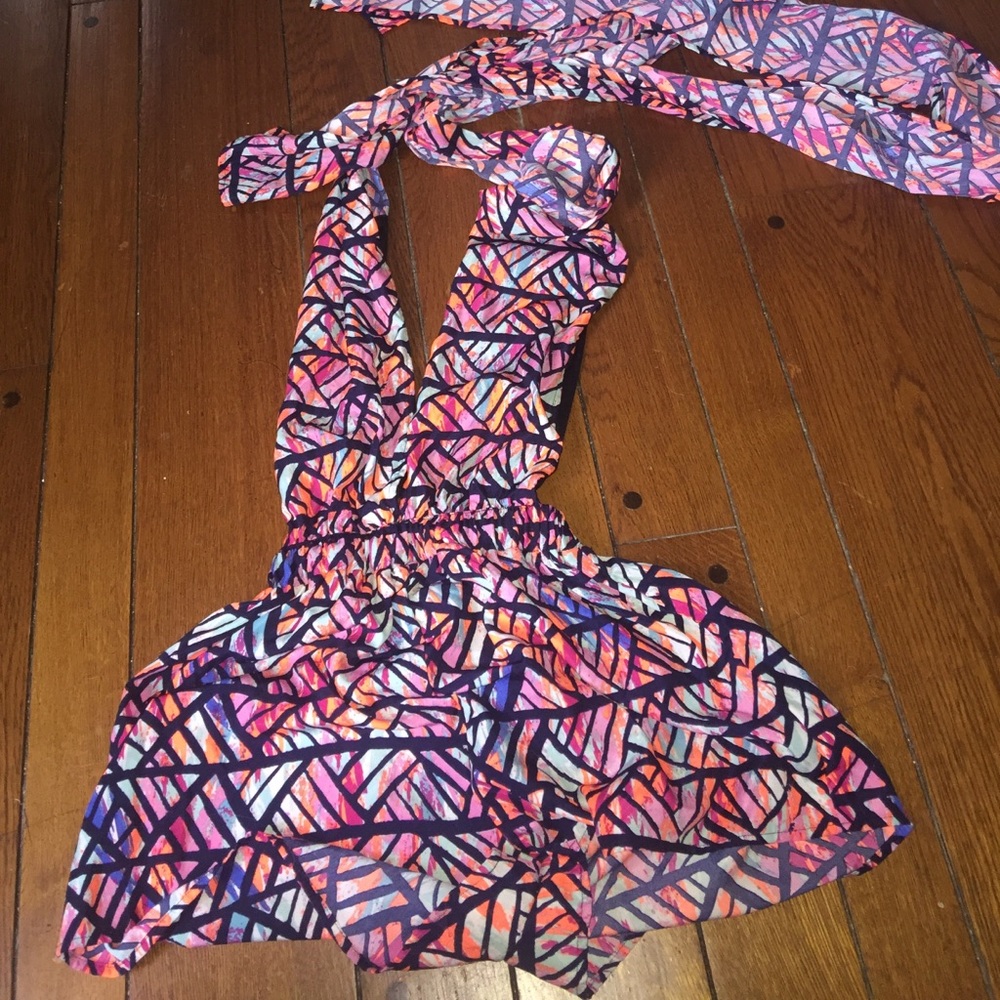 Romper with open back and tie in the front