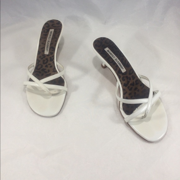 Manolo blahnick white sandal mule heels - Picture 2 of 8