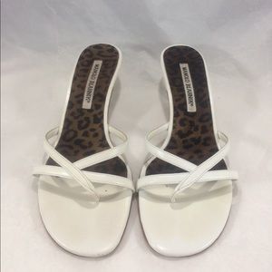 Manolo blahnick white sandal mule heels