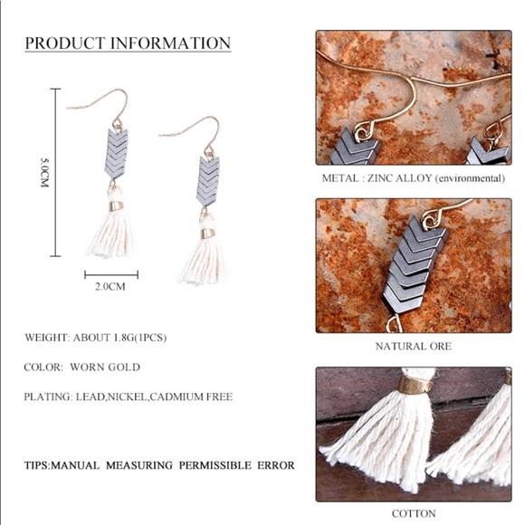 1 LEFT ! Vintage Natural Stone Tassel Earrings - Picture 4 of 5