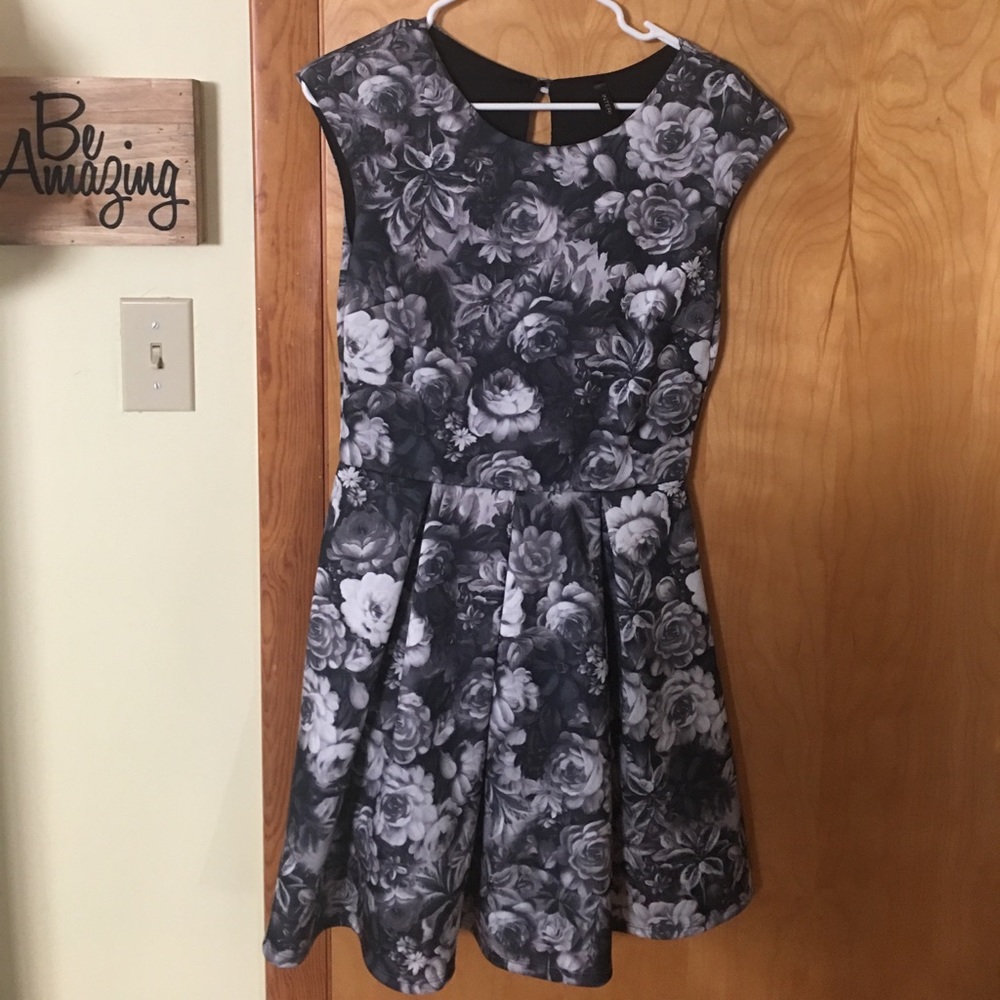 Black and white floral dress