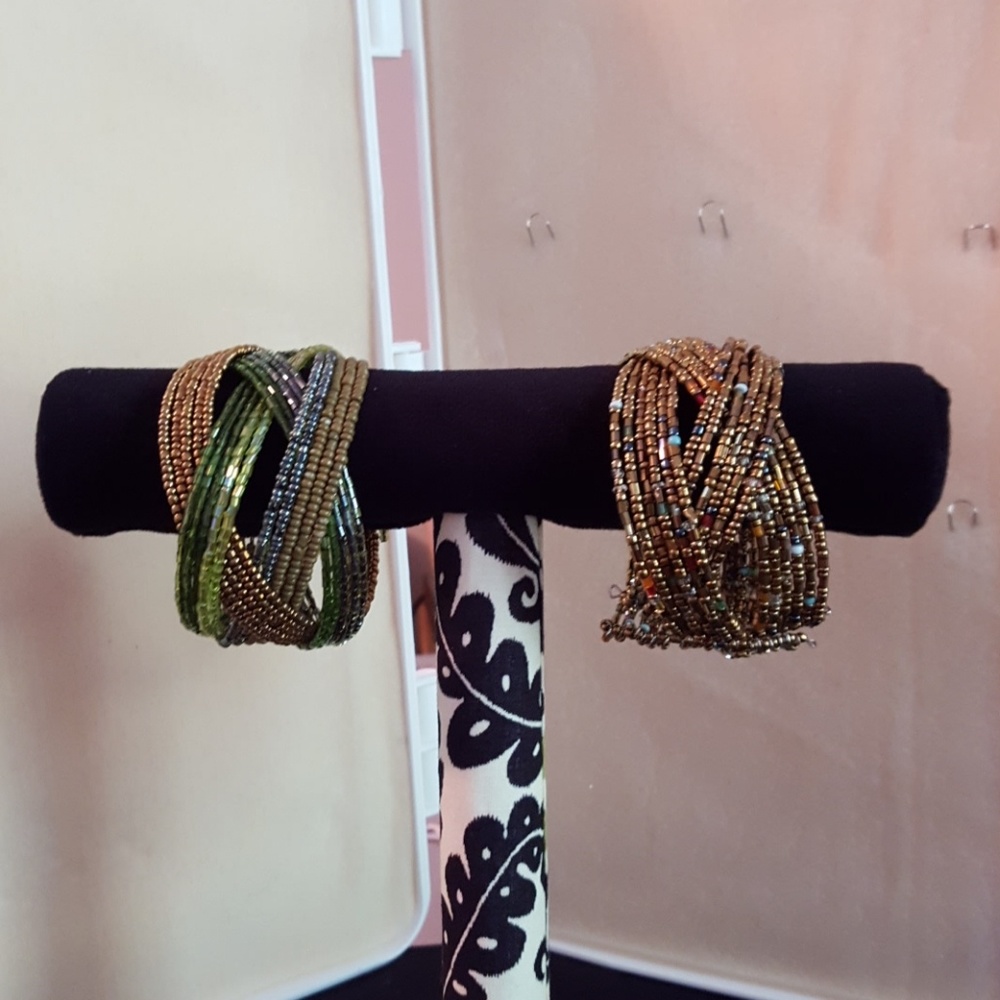 Beaded bracelets gold  - gold moss