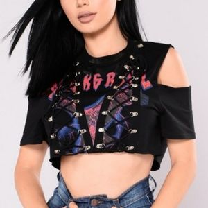 FASHION NOVA cold shoulder crop top