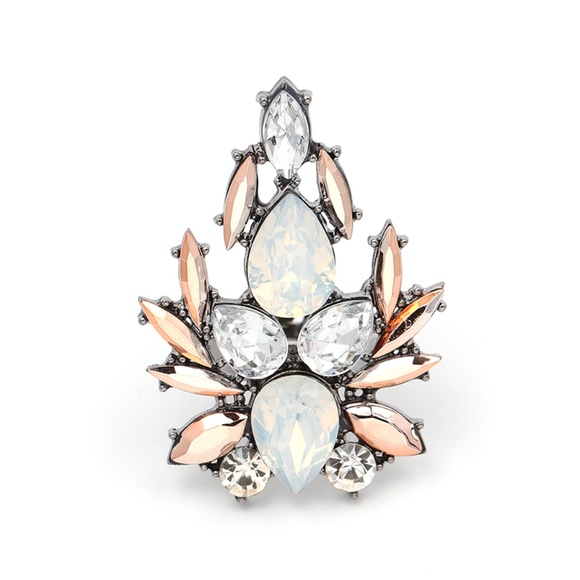 Jewelry - Silver Crystal Topaz Adjustable Statement Ring