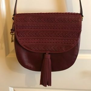 Fossil Burgundy Saddle Bag