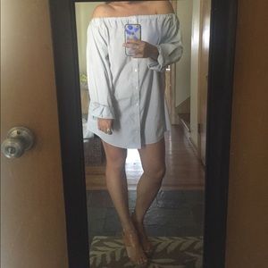 HANDMADE (by me) off the shoulder mens shirt dress