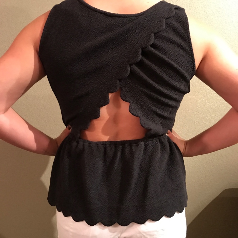 Scalloped peplum shirt