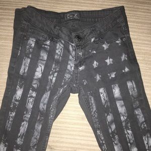 Black and Gray American Flag Skinny Jeans