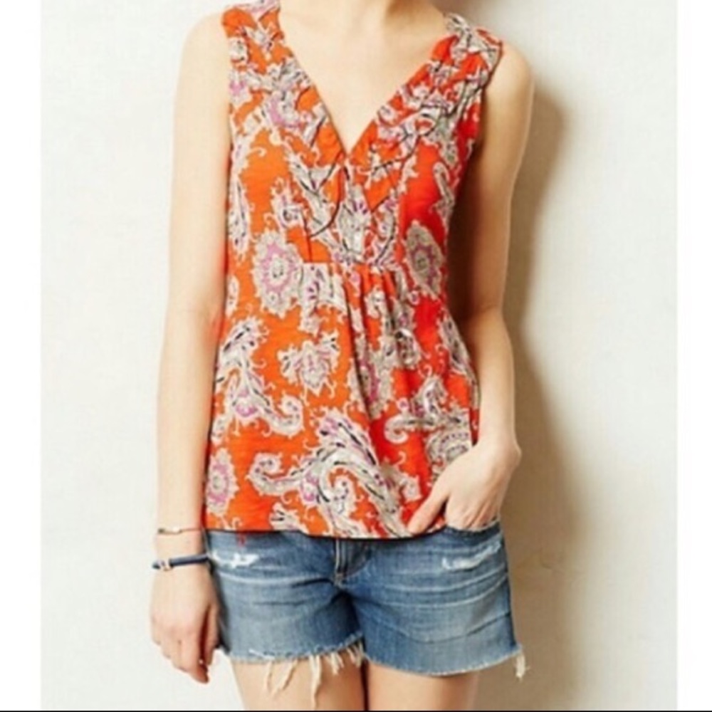 Anthropologie Akemi + Kin Paisley V-Neck Top