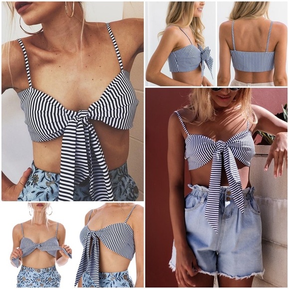 'Eliza' Stripe Tie Top - Picture 3 of 5