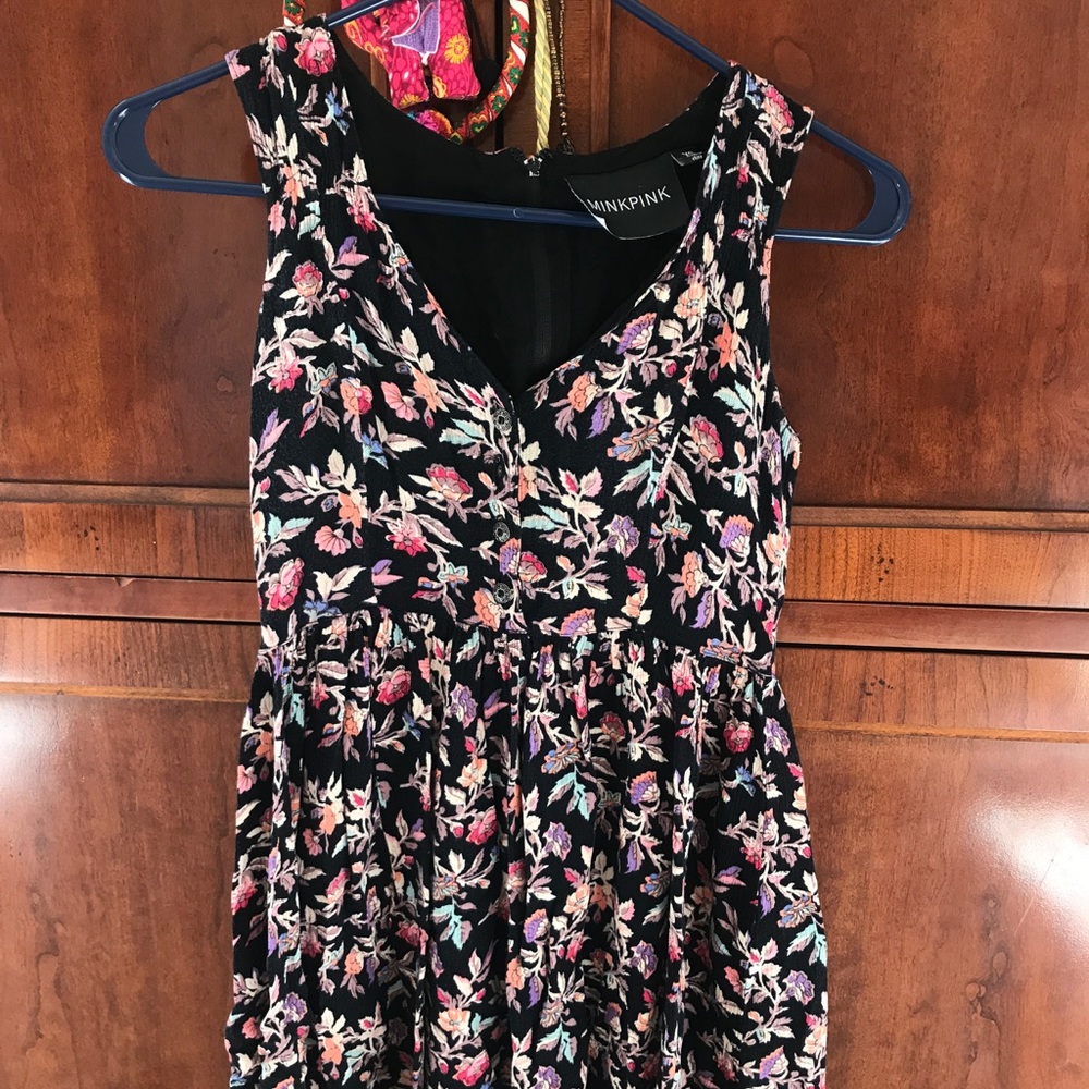 MINKPINK black dress floral XS