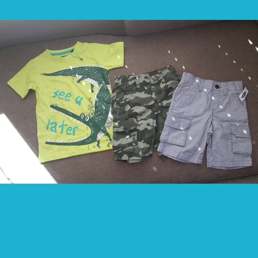 NWT 3 piece boys size 4T lot - alligator, camo