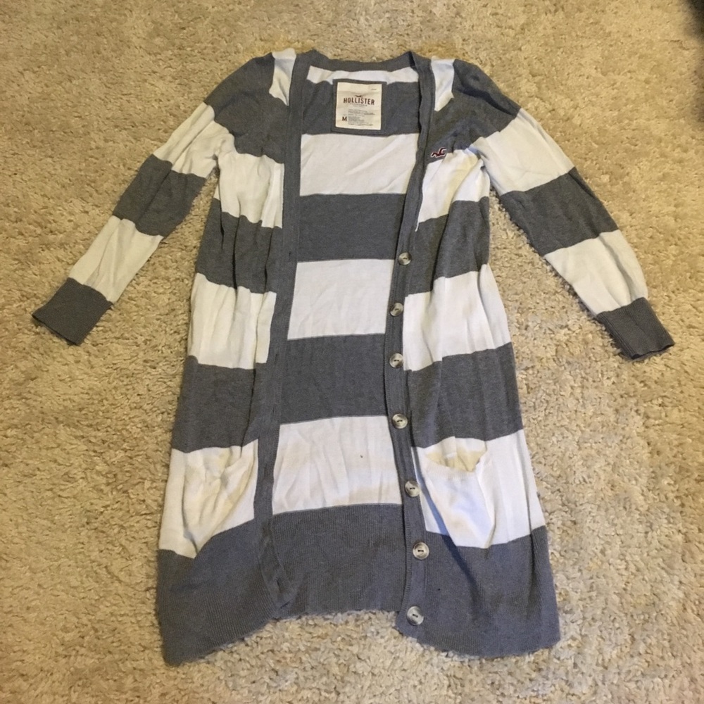 Grey & white stripped cardigan