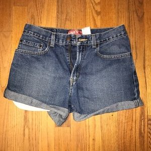 Dark Wash Levi High Waisted Shorts