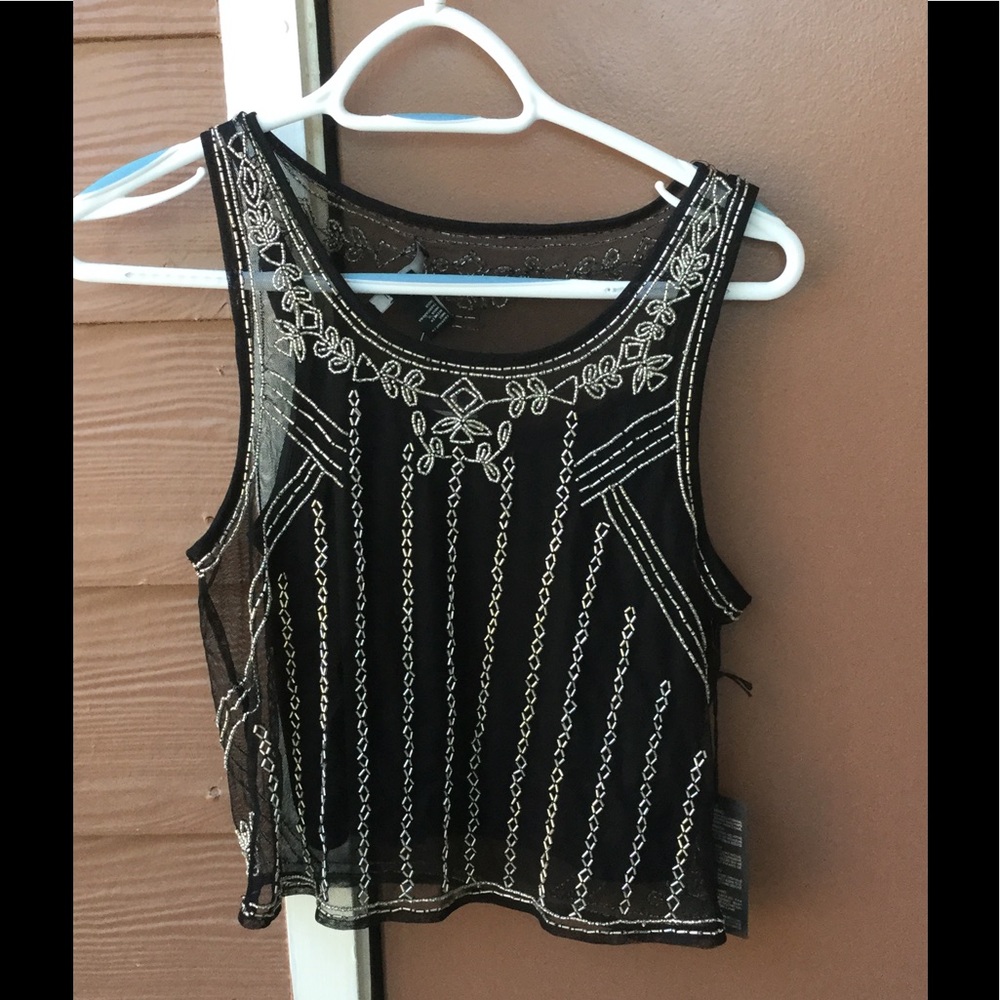 Forever 21 black beaded mesh top