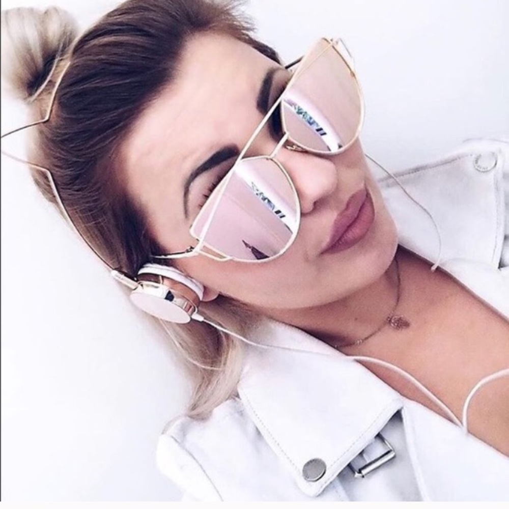 Rose-gold cat eye aviator mirrored sunglasses