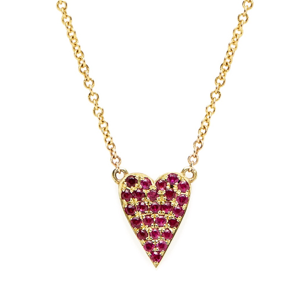 Diamond or Ruby Heart Necklace