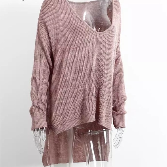 ONE LEFT! 'Mura' Mauve High Low Sweater - Picture 5 of 6