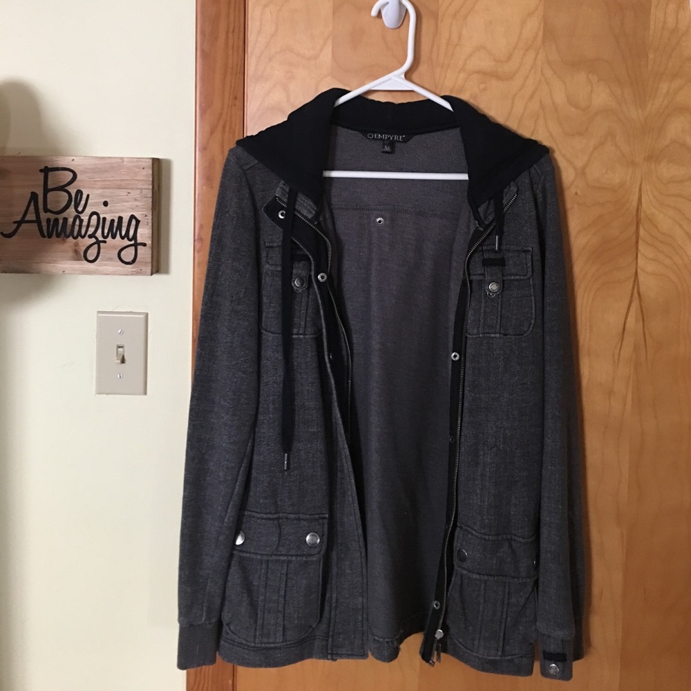 Black and grey sweatshirt with buttons