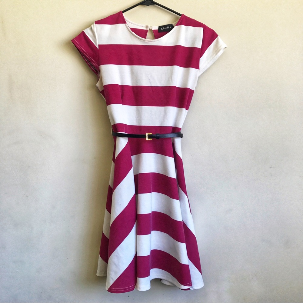  Striped Club L Skater Dress