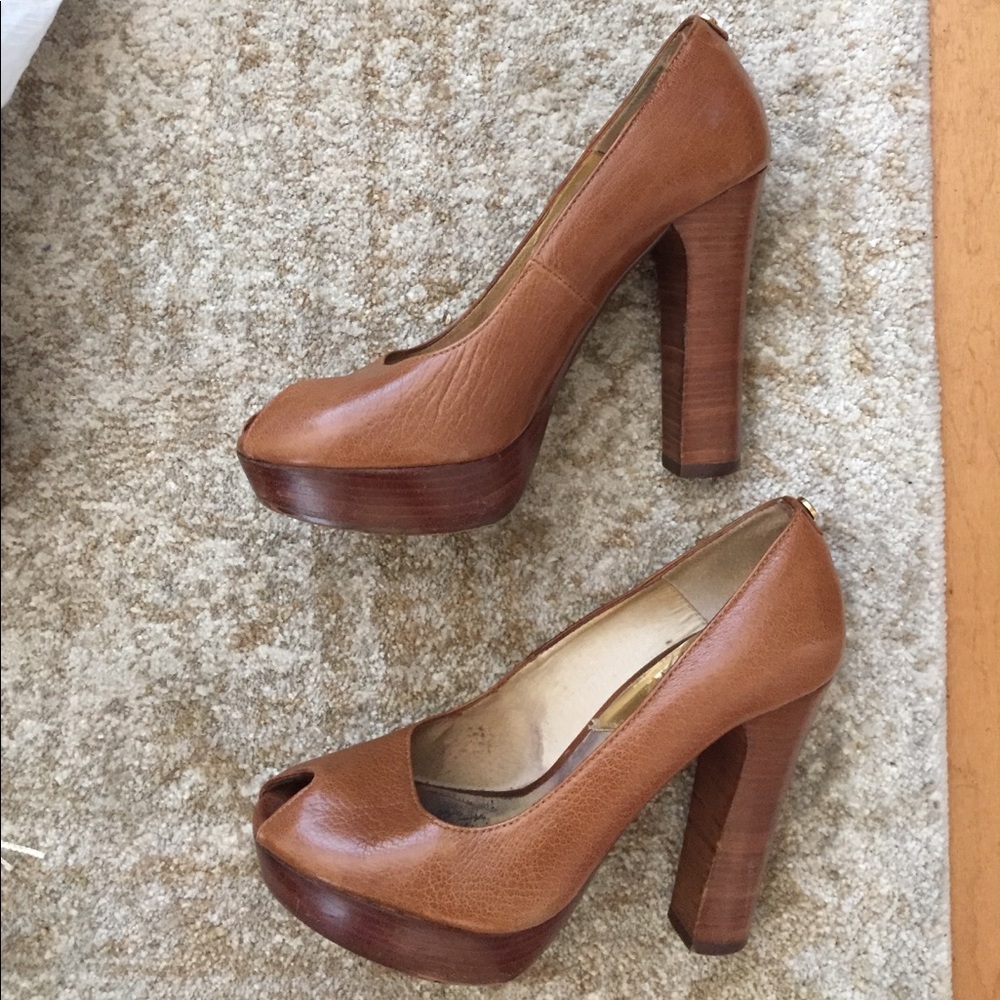 Michael Kors Camel Peep-Toe Heels