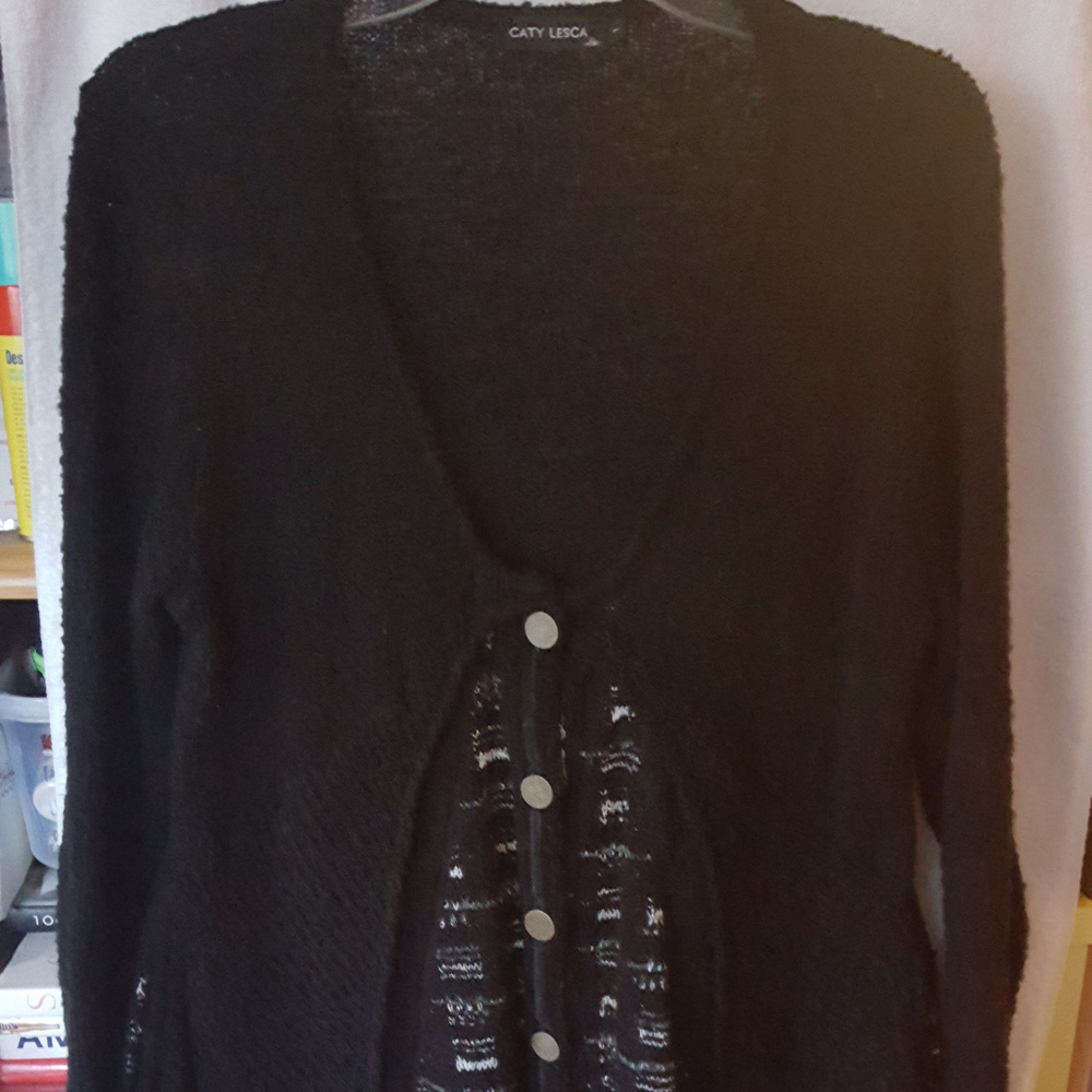 Caty Lesca Boucle faux twinset w/asymmetrical hem