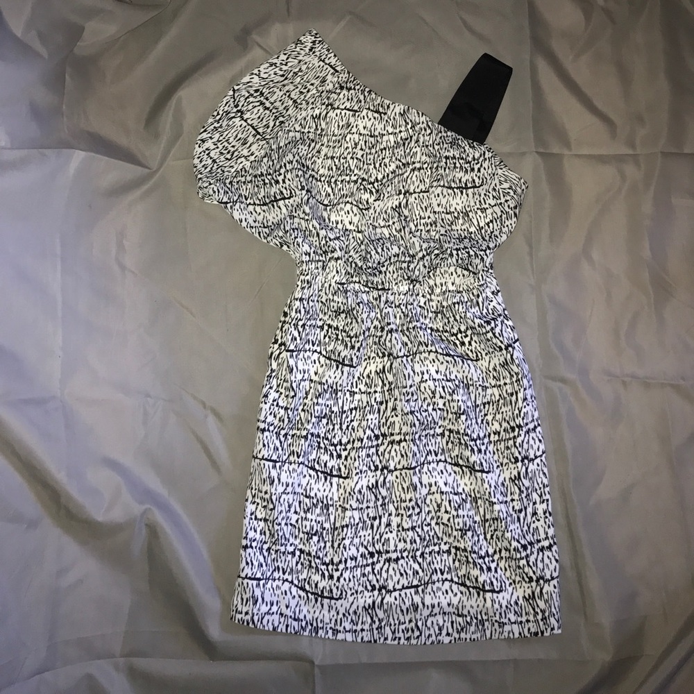 BCBG one shoulder cocktail dress.